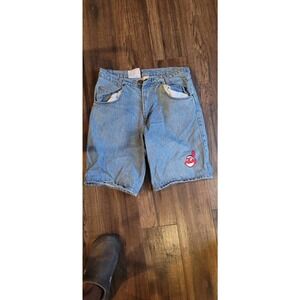 Vintage 90s Cleveland Indian classic baseball denim shorts